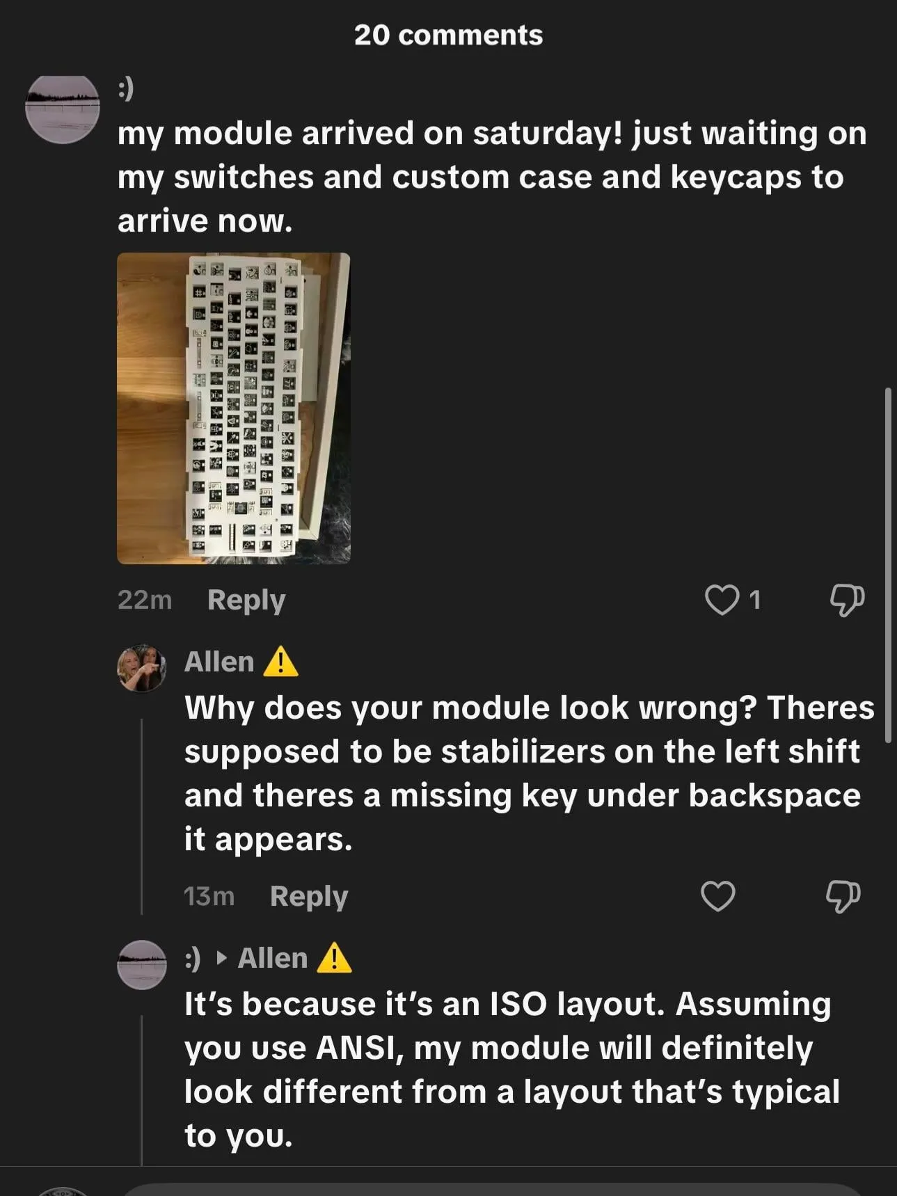 Wootingのコメント欄の様子1