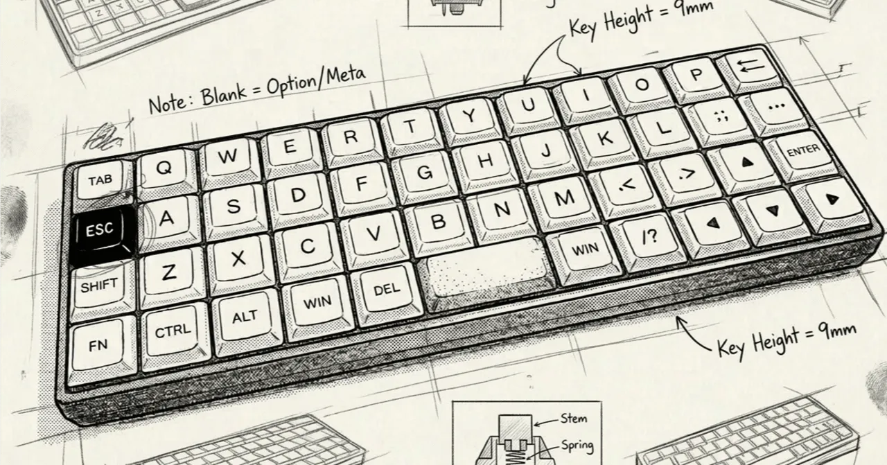 40%キーボードの使用例