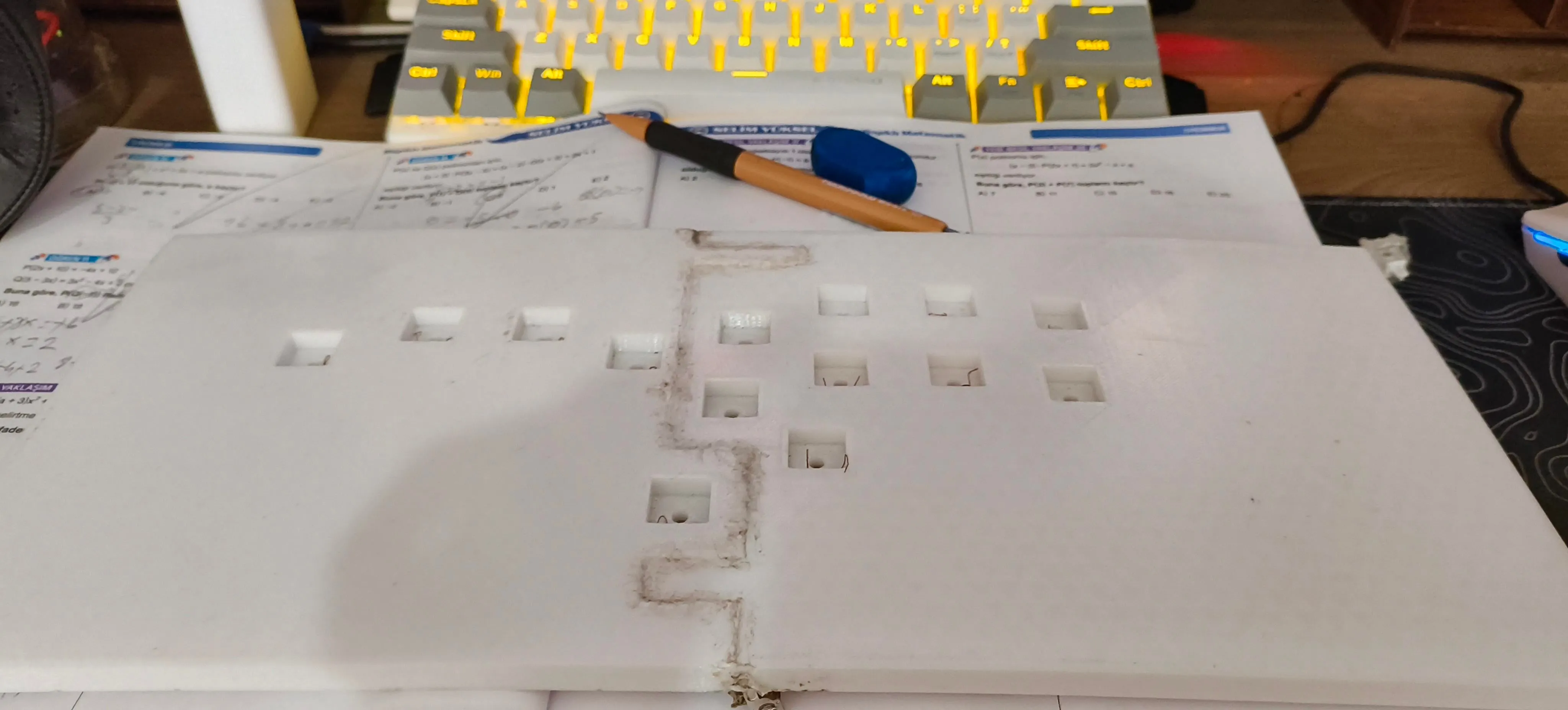 3Dプリントされた筐体とスイッチの様子