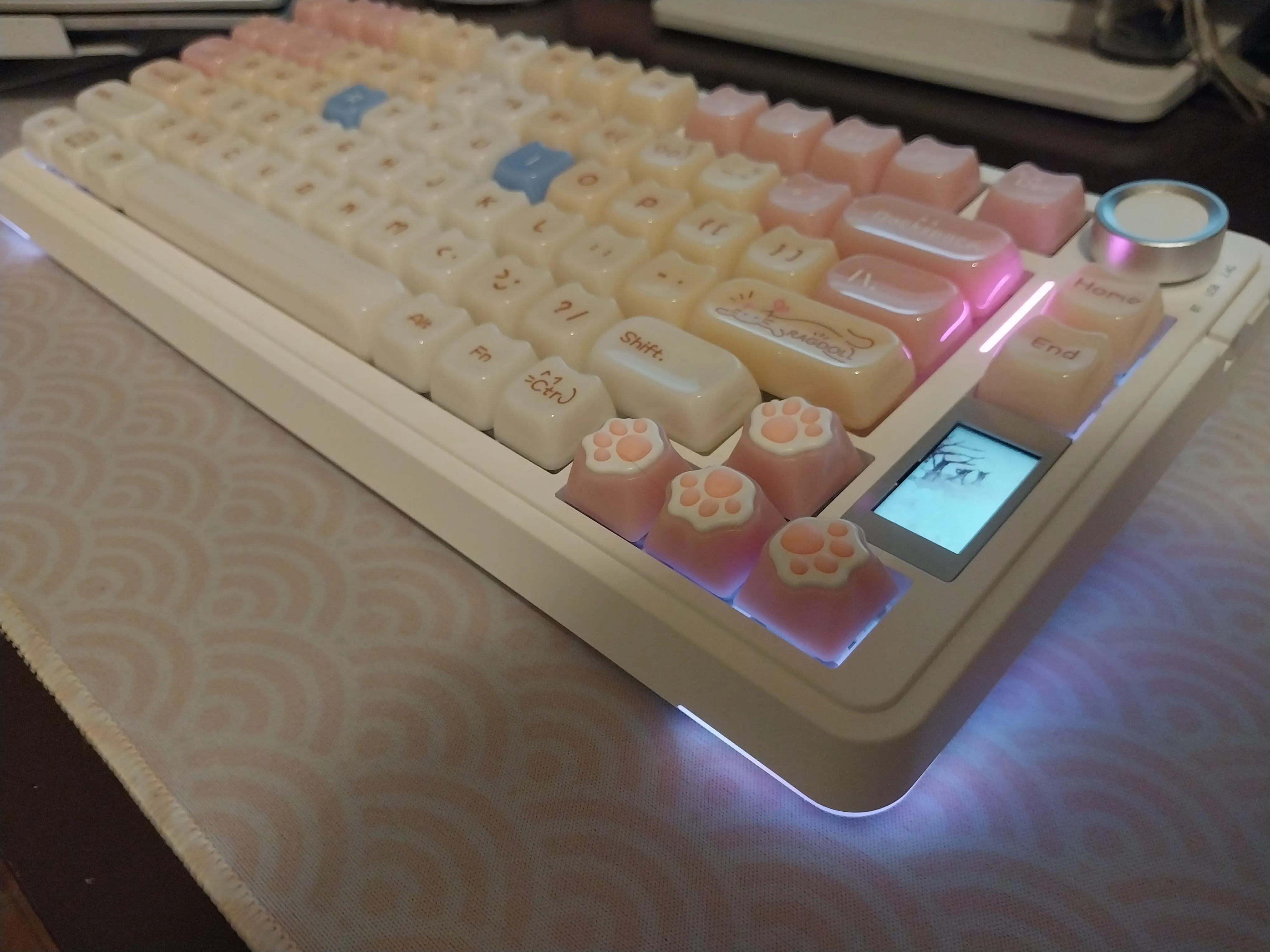 Aula S75 + Cat Keycaps Detail